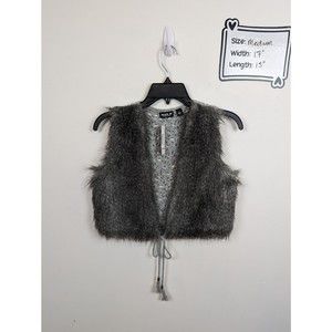 NEW Allen B by Allen Schwartz Vest Faux Fur with Crochet Back Medium